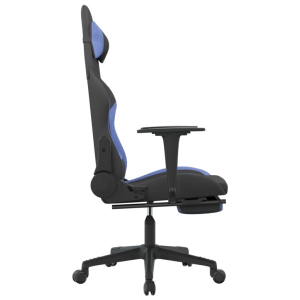 vidaXL Massage Gaming Chair with Footrest Black and Blue Fabric - Image 4