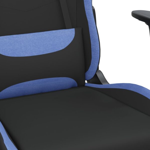 vidaXL Massage Gaming Chair with Footrest Black and Blue Fabric - Image 7