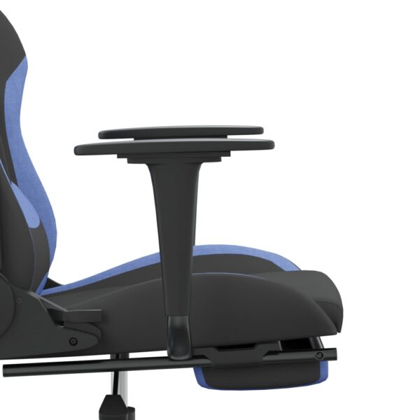 vidaXL Massage Gaming Chair with Footrest Black and Blue Fabric - Image 9