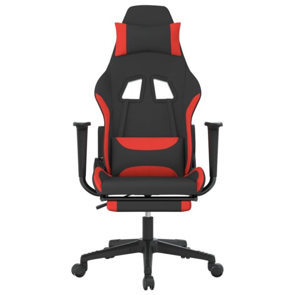 vidaXL Massage Gaming Chair with Footrest Black and Red Fabric - Image 3