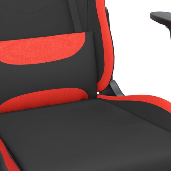 vidaXL Massage Gaming Chair with Footrest Black and Red Fabric - Image 7