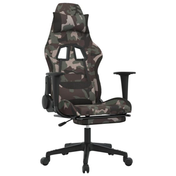 vidaXL Massage Gaming Chair with Footrest Black and Camouflage Fabric - Image 2