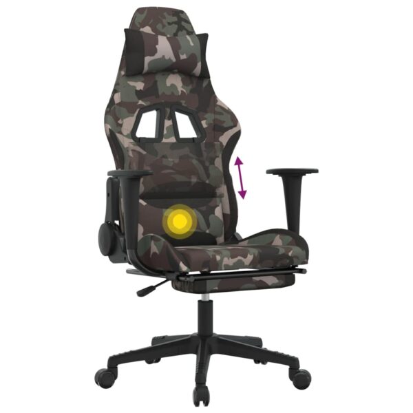 vidaXL Massage Gaming Chair with Footrest Black and Camouflage Fabric - Image 12