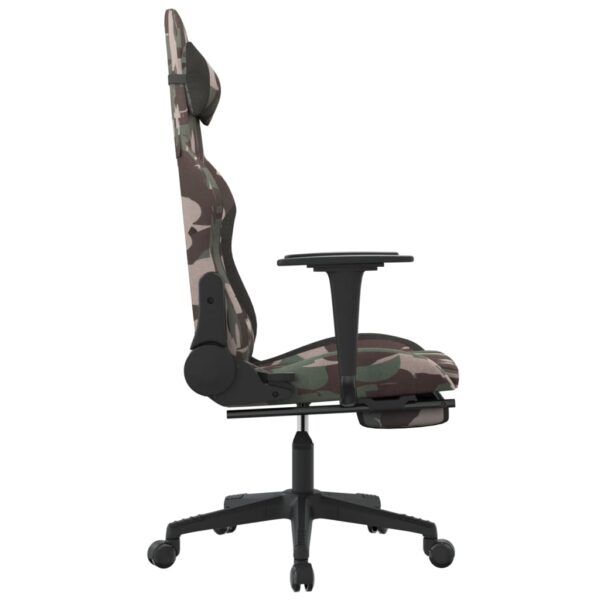 vidaXL Massage Gaming Chair with Footrest Black and Camouflage Fabric - Image 4