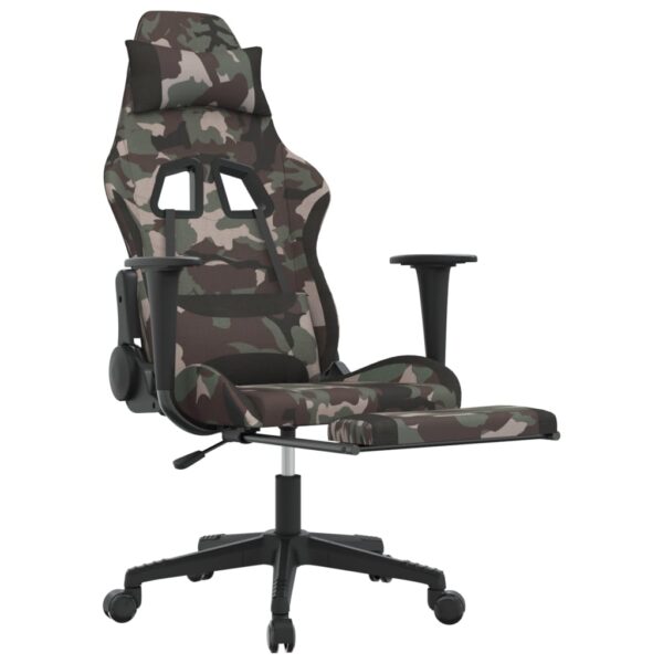 vidaXL Massage Gaming Chair with Footrest Black and Camouflage Fabric - Image 6