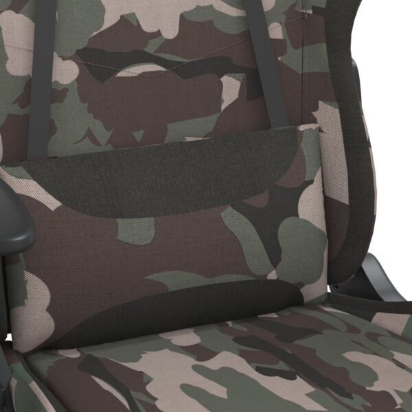 vidaXL Massage Gaming Chair with Footrest Black and Camouflage Fabric - Image 7