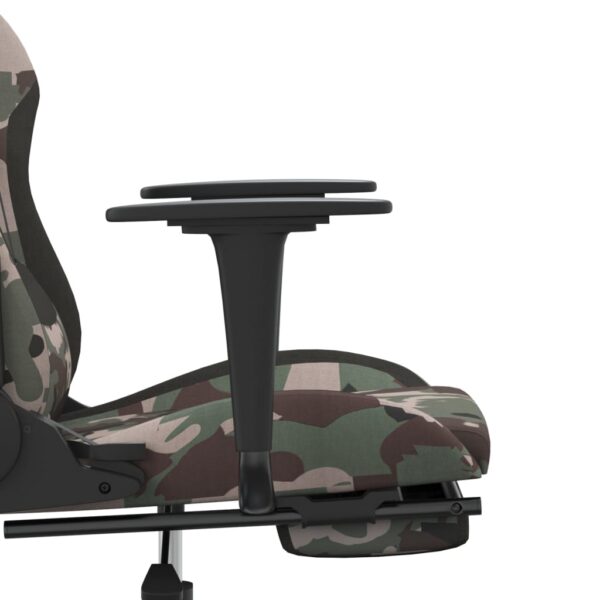 vidaXL Massage Gaming Chair with Footrest Black and Camouflage Fabric - Image 9