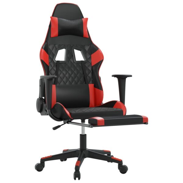 vidaXL Massage Gaming Chair with Footrest Black&Red Faux Leather - Image 3