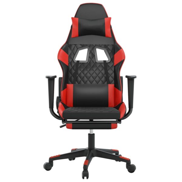 vidaXL Massage Gaming Chair with Footrest Black&Red Faux Leather - Image 4