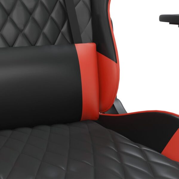 vidaXL Massage Gaming Chair with Footrest Black&Red Faux Leather - Image 9