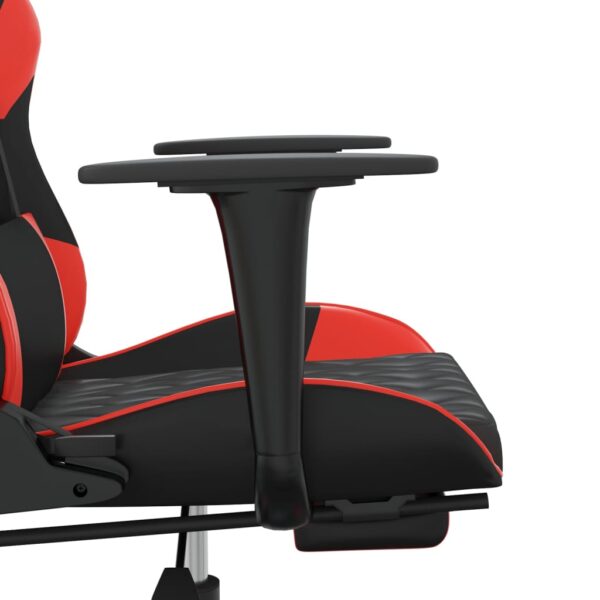 vidaXL Massage Gaming Chair with Footrest Black&Red Faux Leather - Image 10