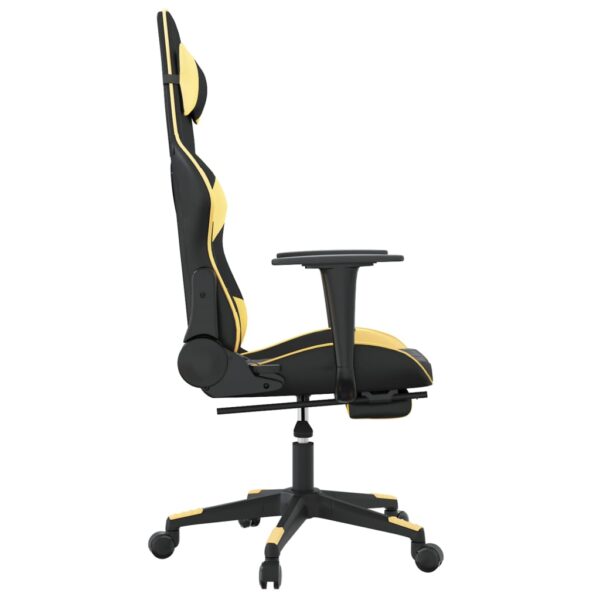 vidaXL Massage Gaming Chair with Footrest Black&Gold Faux Leather - Image 4