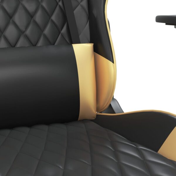 vidaXL Massage Gaming Chair with Footrest Black&Gold Faux Leather - Image 8