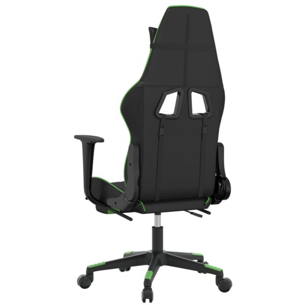 vidaXL Massage Gaming Chair with Footrest Black&Green Faux Leather - Image 6