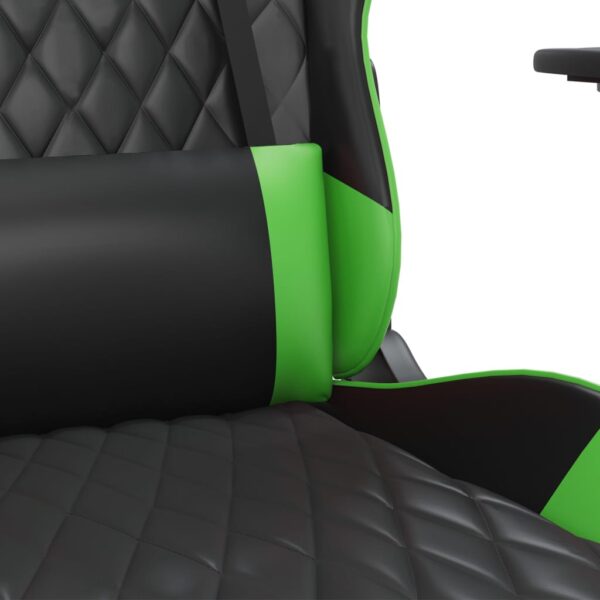 vidaXL Massage Gaming Chair with Footrest Black&Green Faux Leather - Image 9