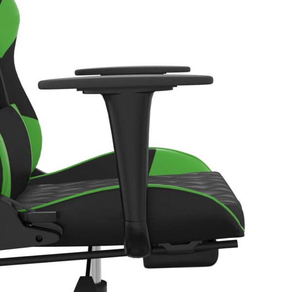 vidaXL Massage Gaming Chair with Footrest Black&Green Faux Leather - Image 10