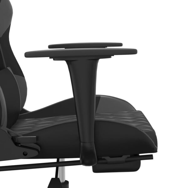 vidaXL Massage Gaming Chair with Footrest Black&Gray Faux Leather - Image 10