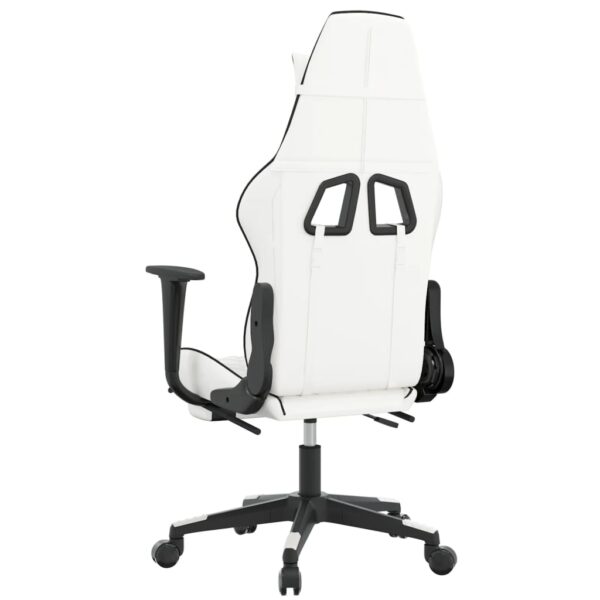 vidaXL Massage Gaming Chair with Footrest White&Black Faux Leather - Image 6