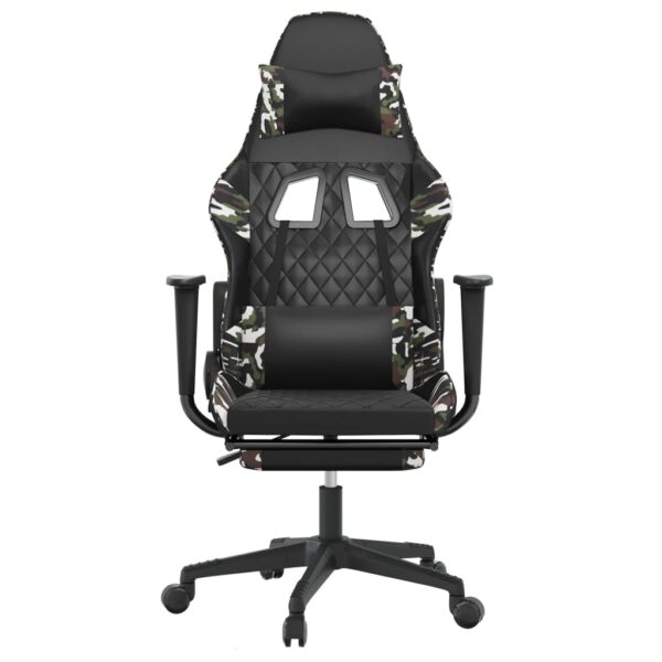 vidaXL Massage Gaming Chair with Footrest Black&Camouflage Faux Leather - Image 4