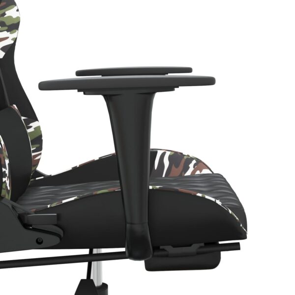 vidaXL Massage Gaming Chair with Footrest Black&Camouflage Faux Leather - Image 9