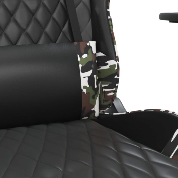 vidaXL Massage Gaming Chair with Footrest Black&Camouflage Faux Leather - Image 10