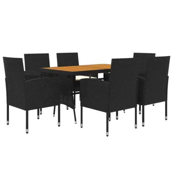 vidaXL 7 Piece Patio Dining Set Poly Rattan Black - Image 3