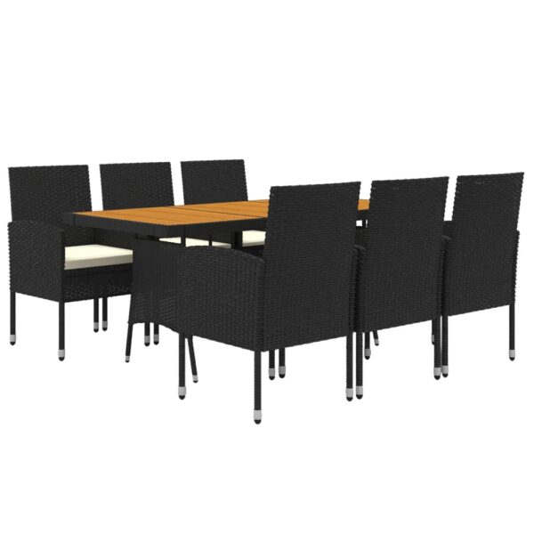 vidaXL 7 Piece Patio Dining Set Poly Rattan Black - Image 3