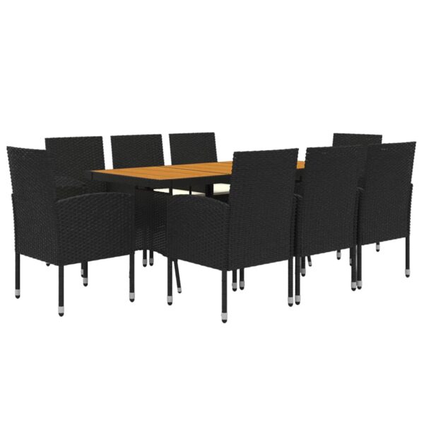 vidaXL 9 Piece Patio Dining Set Poly Rattan Black - Image 3