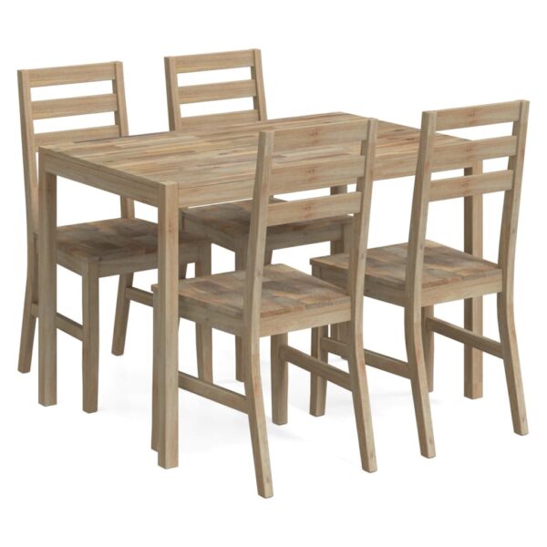 vidaXL 5 Piece Dining Set Solid Wood Acacia - Image 2