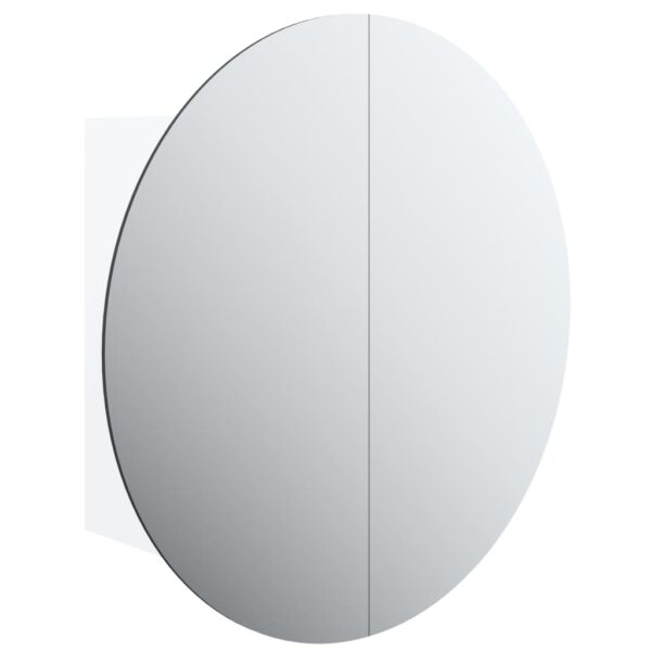 vidaXL Bathroom Cabinet with Round Mirror&LED White 15.7"x15.7"x6.9" - Image 2