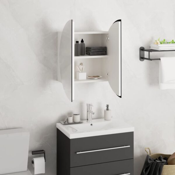 vidaXL Bathroom Cabinet with Round Mirror&LED White 15.7"x15.7"x6.9" - Image 4