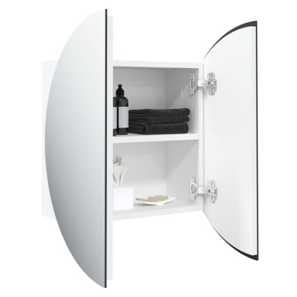 vidaXL Bathroom Cabinet with Round Mirror&LED White 15.7"x15.7"x6.9" - Image 5