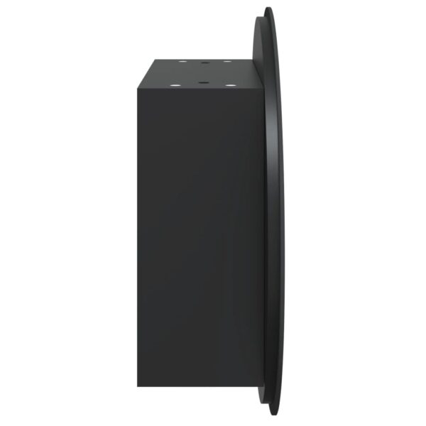 vidaXL Bathroom Cabinet with Round Mirror&LED Black 15.7"x15.7"x6.9" - Image 7