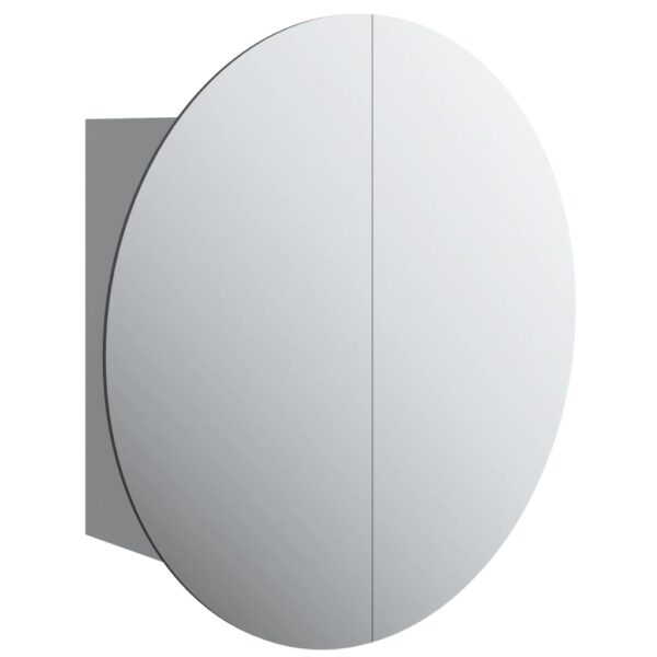 vidaXL Bathroom Cabinet with Round Mirror&LED Gray 15.7"x15.7"x6.9" - Image 2