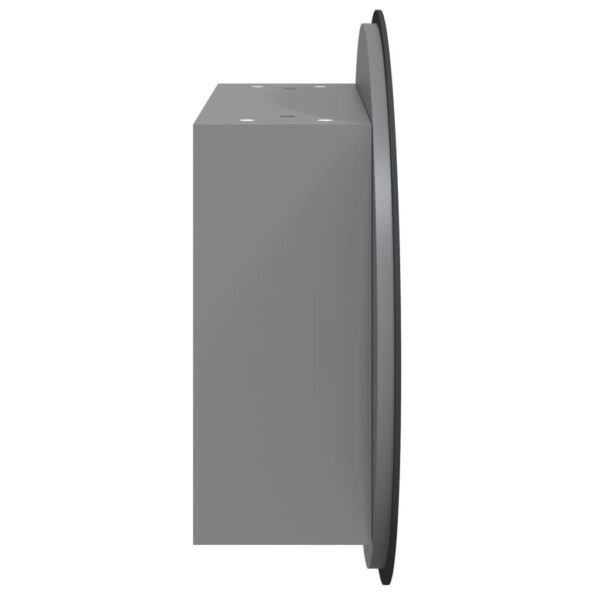 vidaXL Bathroom Cabinet with Round Mirror&LED Gray 15.7"x15.7"x6.9" - Image 7