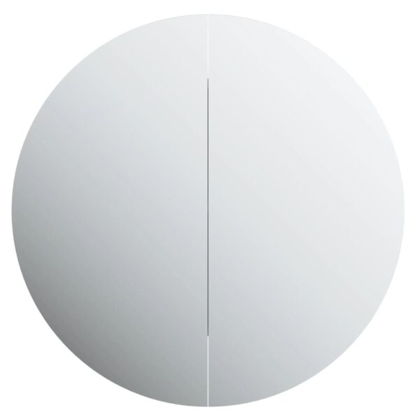 vidaXL Bathroom Cabinet with Round Mirror&LED Black 18.5"x18.5"x6.9" - Image 6