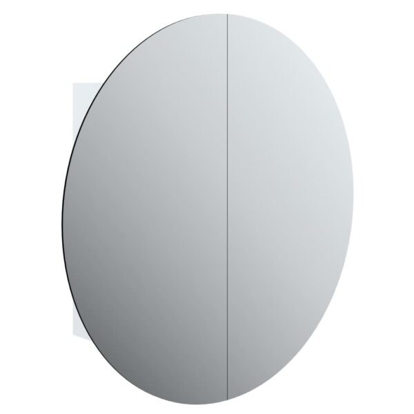 vidaXL Bathroom Cabinet with Round Mirror&LED White 21.3"x21.3"x6.9" - Image 2