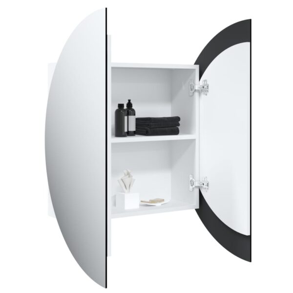 vidaXL Bathroom Cabinet with Round Mirror&LED White 21.3"x21.3"x6.9" - Image 5