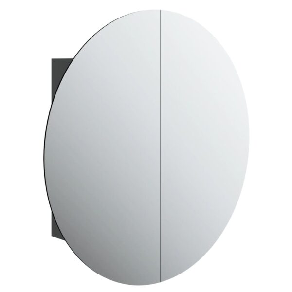 vidaXL Bathroom Cabinet with Round Mirror&LED Black 21.3"x21.3"x6.9" - Image 2