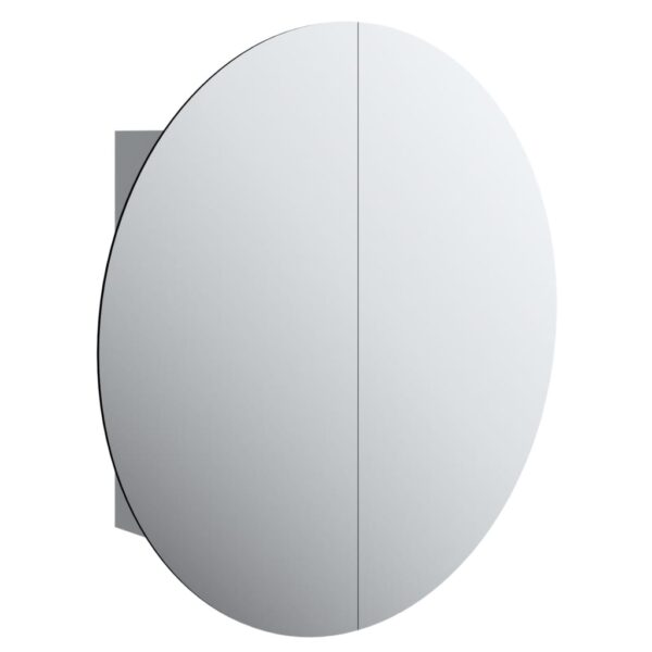 vidaXL Bathroom Cabinet with Round Mirror&LED Gray 21.3"x21.3"x6.9" - Image 2