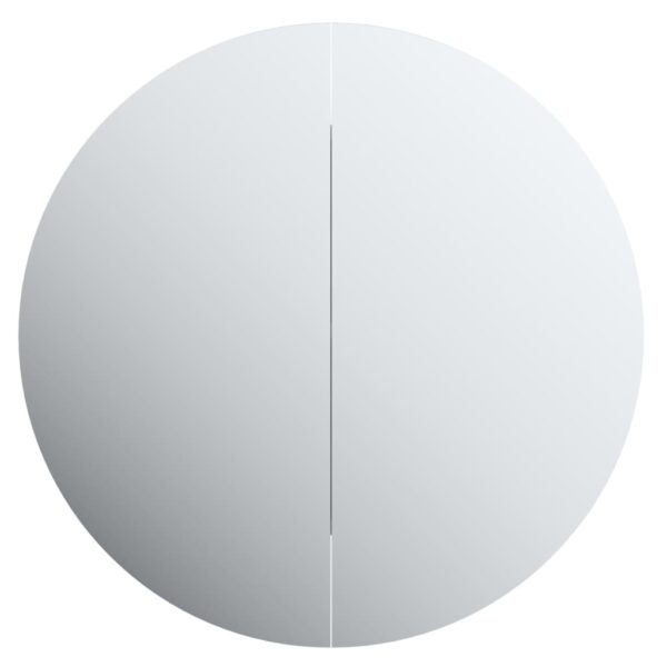 vidaXL Bathroom Cabinet with Round Mirror&LED Gray 21.3"x21.3"x6.9" - Image 6