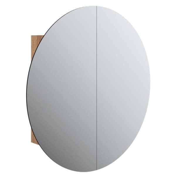 vidaXL Bathroom Cabinet with Round Mirror&LED Oak 21.3"x21.3"x6.9" - Image 2