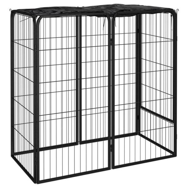 vidaXL Dog Playpen 6 Panels Black 19.7"x39.4" Powder-coated Steel