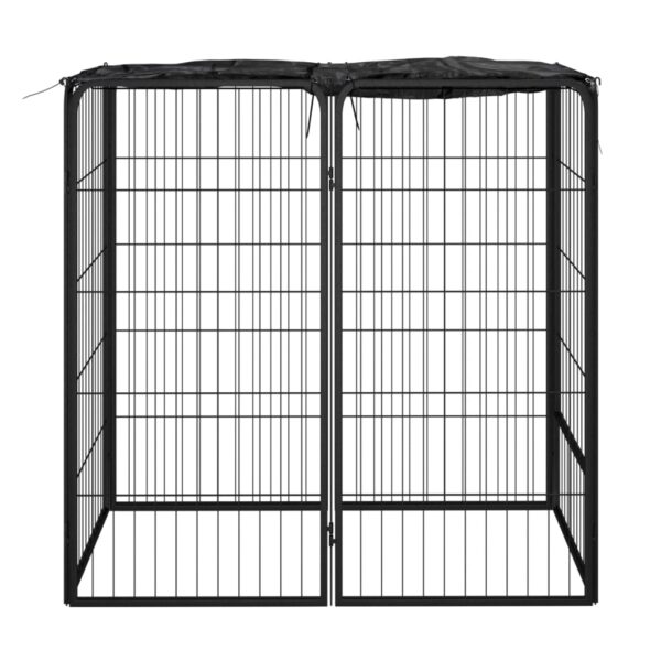 vidaXL Dog Playpen 6 Panels Black 19.7"x39.4" Powder-coated Steel - Image 2