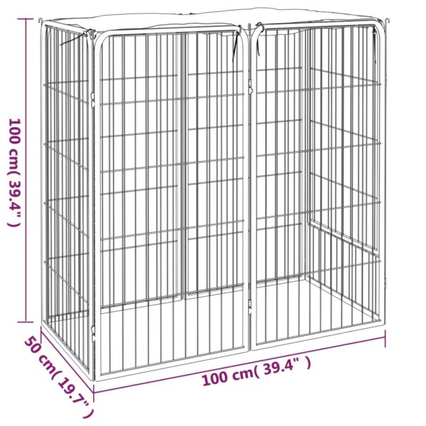 vidaXL Dog Playpen 6 Panels Black 19.7"x39.4" Powder-coated Steel - Image 6