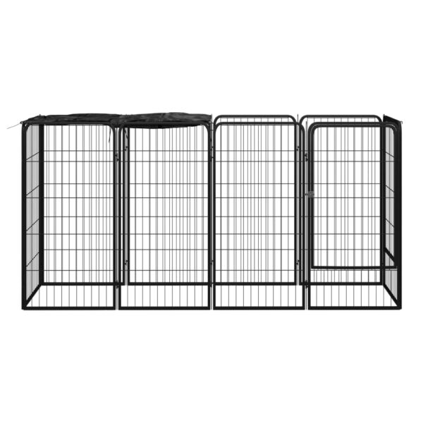 vidaXL 10-Panel Dog Playpen Black 19.7"x39.4" Powder-coated Steel - Image 2