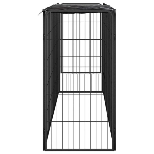 vidaXL 10-Panel Dog Playpen Black 19.7"x39.4" Powder-coated Steel - Image 3