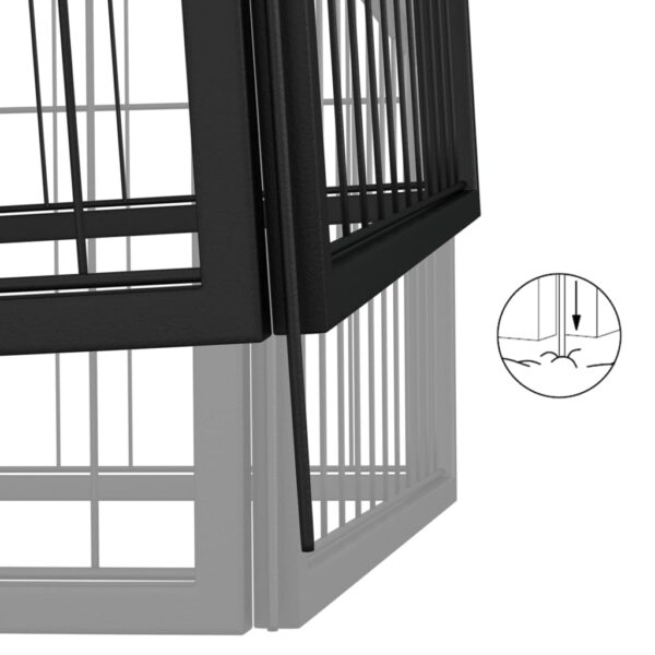 vidaXL 10-Panel Dog Playpen Black 19.7"x39.4" Powder-coated Steel - Image 5