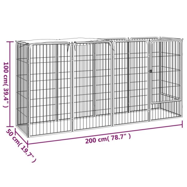 vidaXL 10-Panel Dog Playpen Black 19.7"x39.4" Powder-coated Steel - Image 6