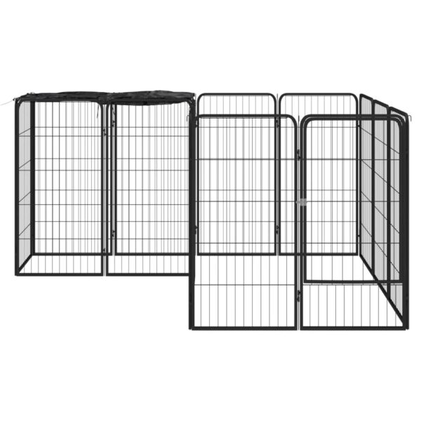 vidaXL 14-Panel Dog Playpen Black 19.7"x39.4" Powder-coated Steel - Image 2